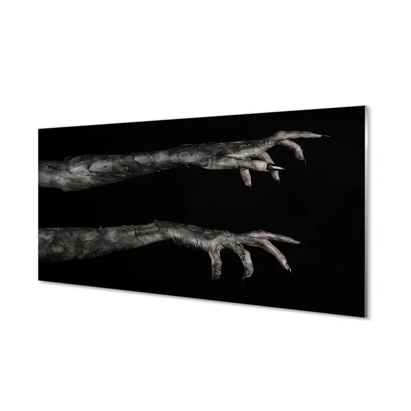 Fotografie imprimată pe sticlă Mâini Înfricoșătoare Pe Fundal Negru Popular