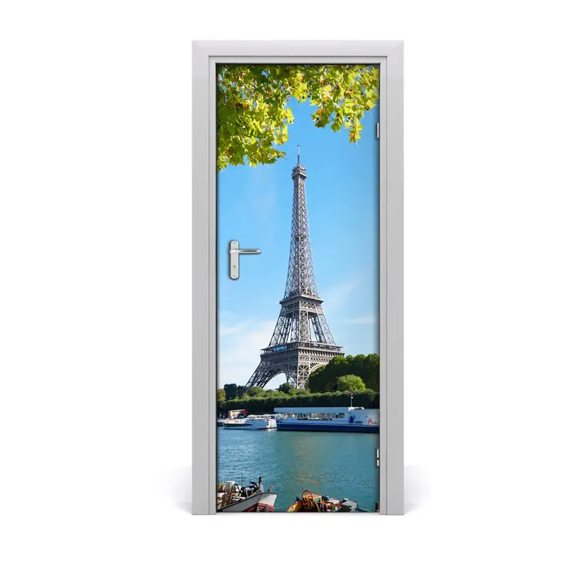 Autocolant de uşă Turnul Eiffel cer albastru Reducere specială