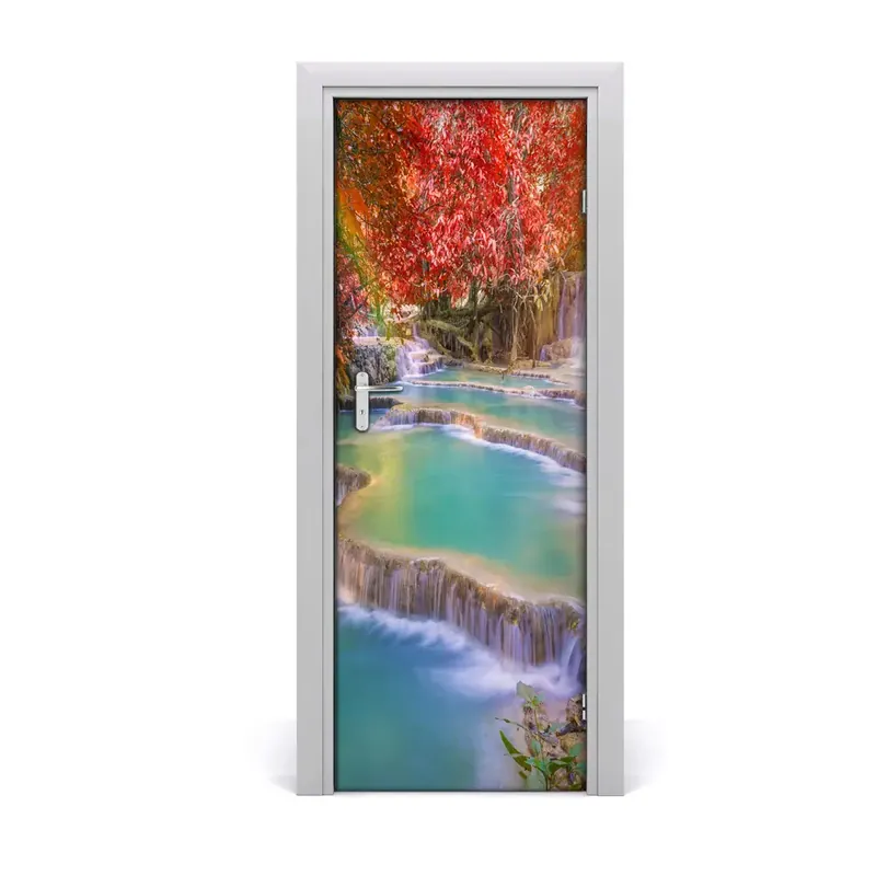 Autocolant uşă Toamna peste cascada Ieftin