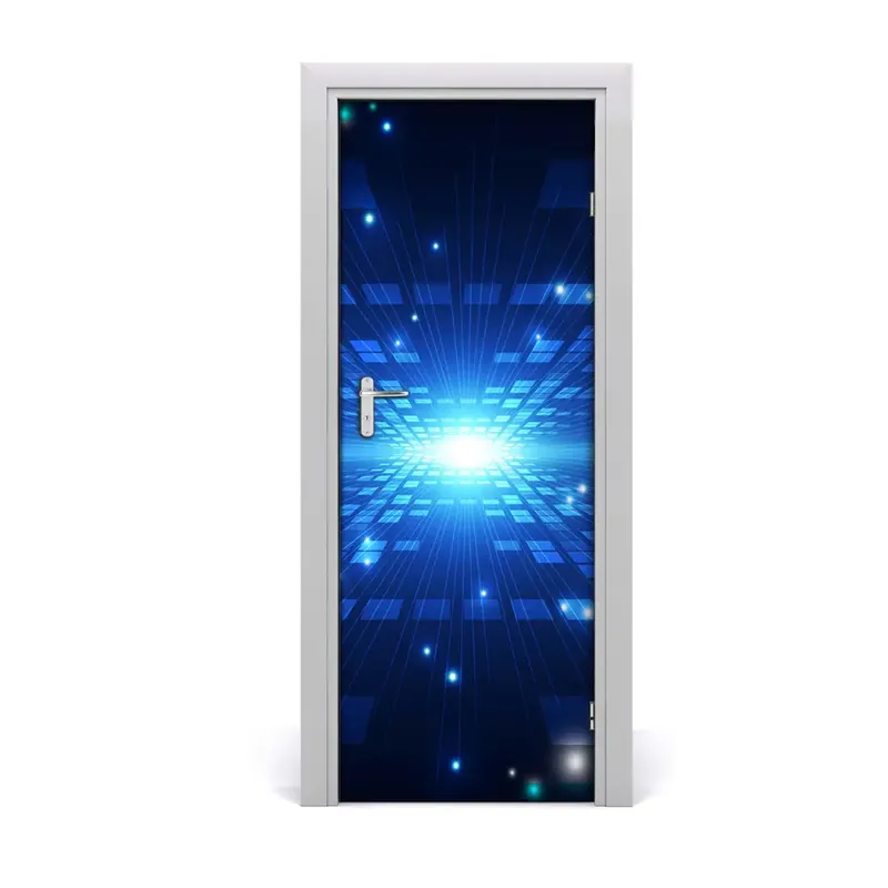 Autocolant uşă Fundal albastru tridimensional Vezi acum