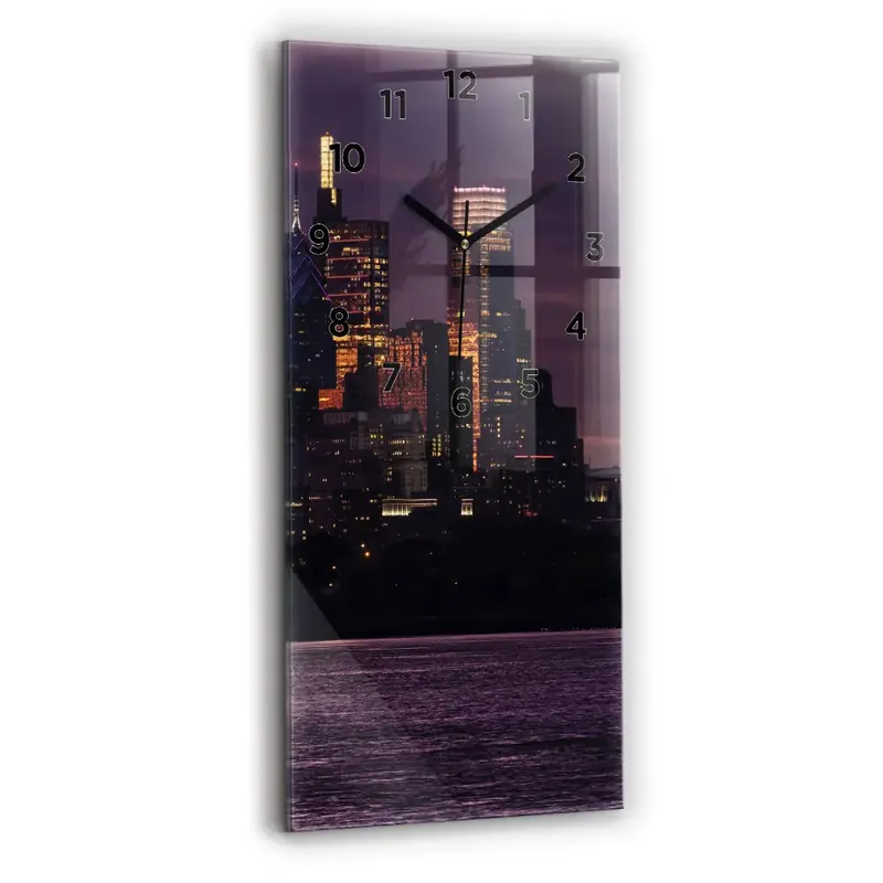 Ceas din sticlă dreptunghiular vertical Orizontul orașului Philadelphia Livrare rapidă