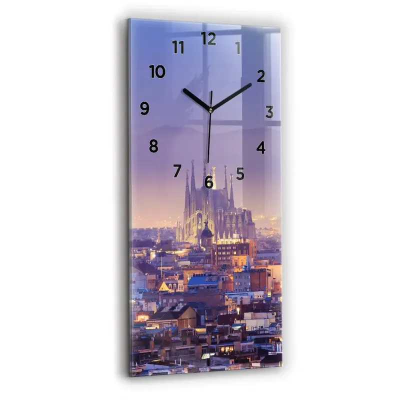 Bestseller Ceas vertical de perete din sticlă Vedere spre Barcelona