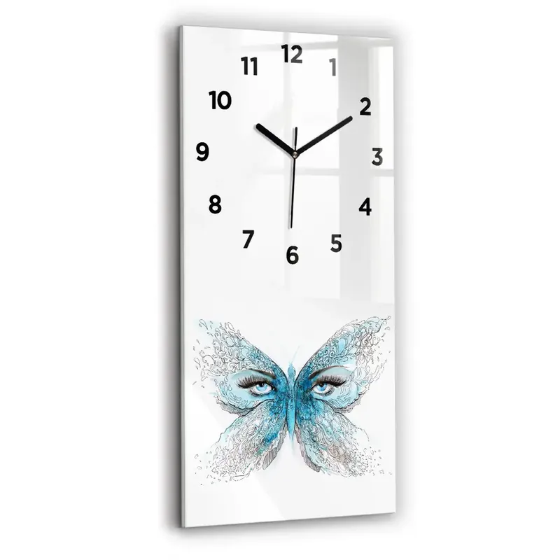 Bestseller Ceas de sticlă pe perete vertical Față în formă de fluture
