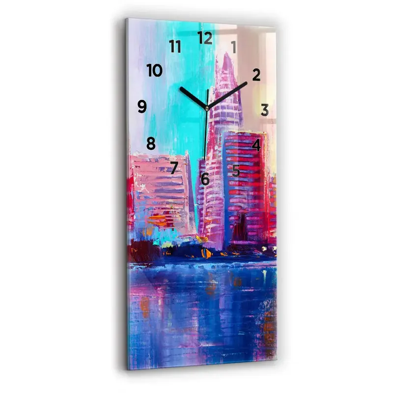 Ofertă exclusivă Ceas din sticlă dreptunghiular vertical Abstracția zgârie-norilor