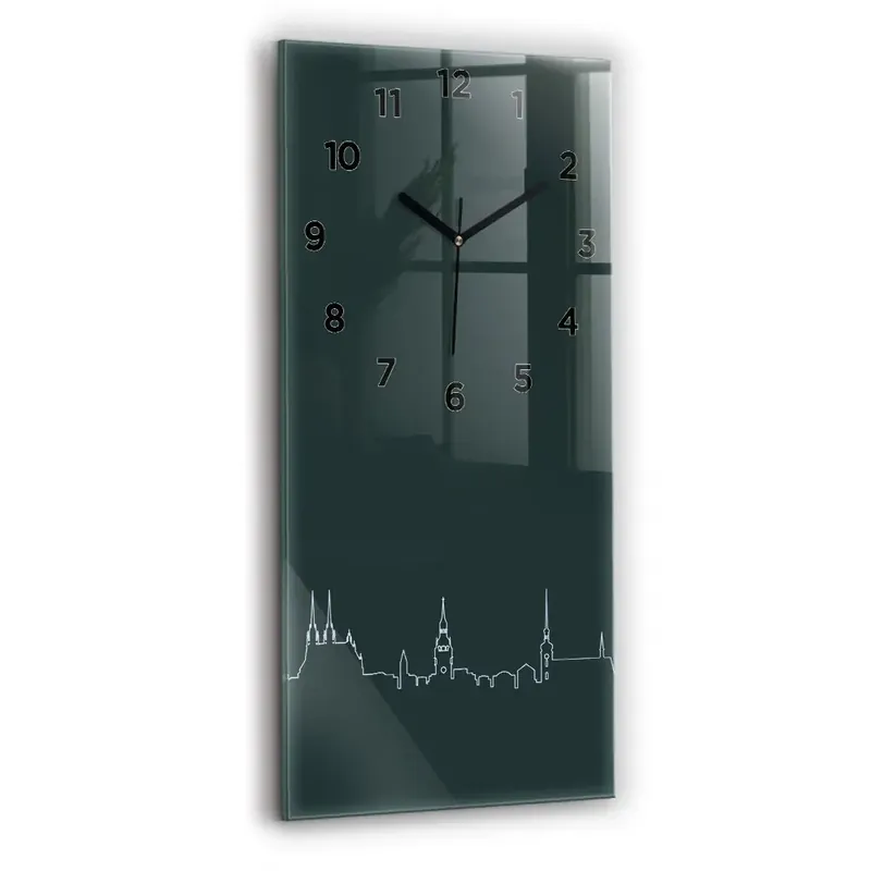 Super ofertă Ceas de sticlă pe perete vertical Line-art al orașului Brno