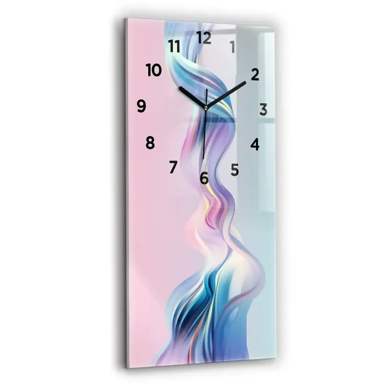 Calitate înaltă Ceas perete din sticlă dreptunghiular Abstracția valului pastel