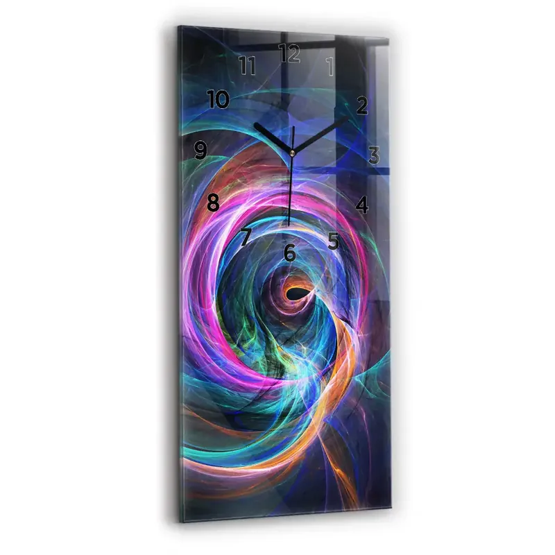 Livrare expres Ceas de sticlă pe perete vertical Fractal colorat