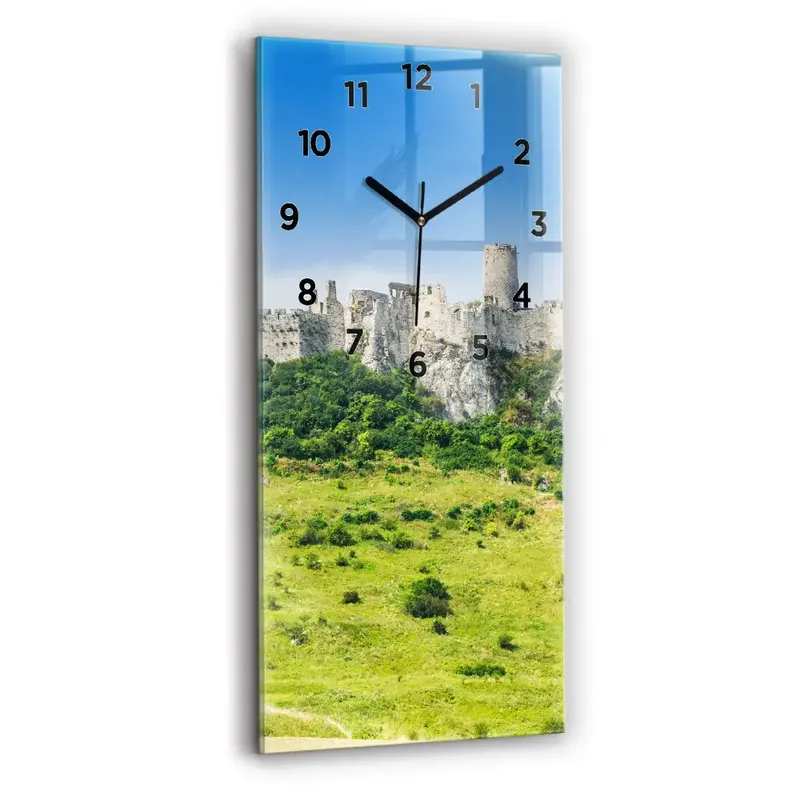 Ceas perete din sticlă dreptunghiular Castelul Spiš din Slovacia Preț mic
