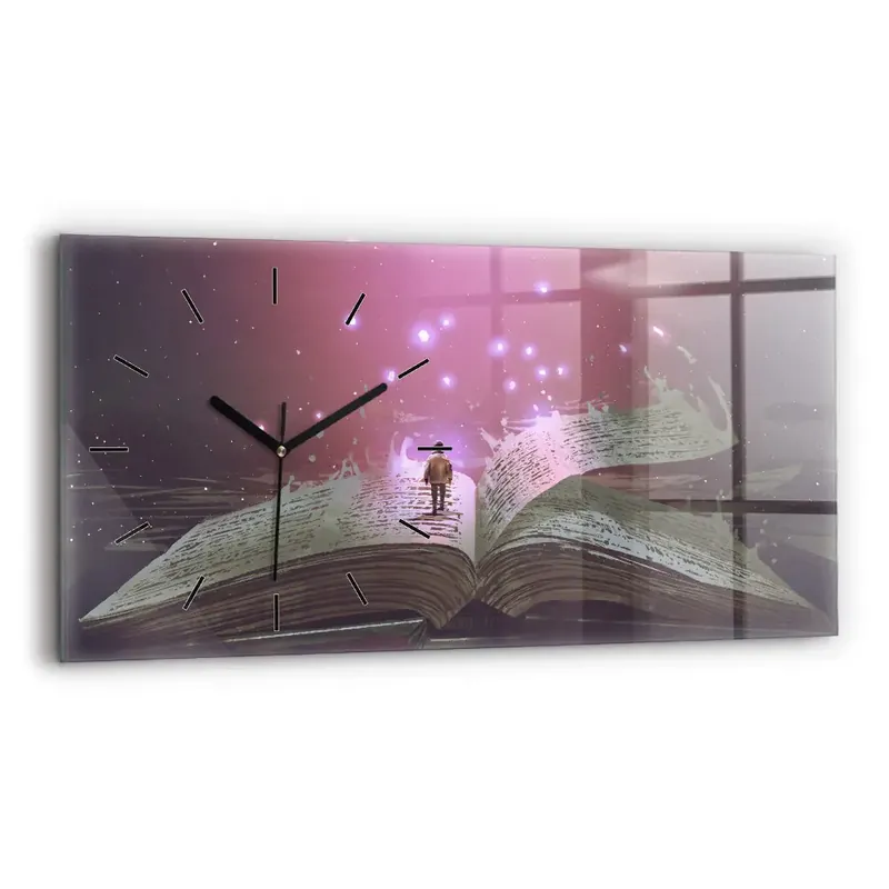 Bestseller Ceas de sticlă pe perete orizontale Carte abstractă
