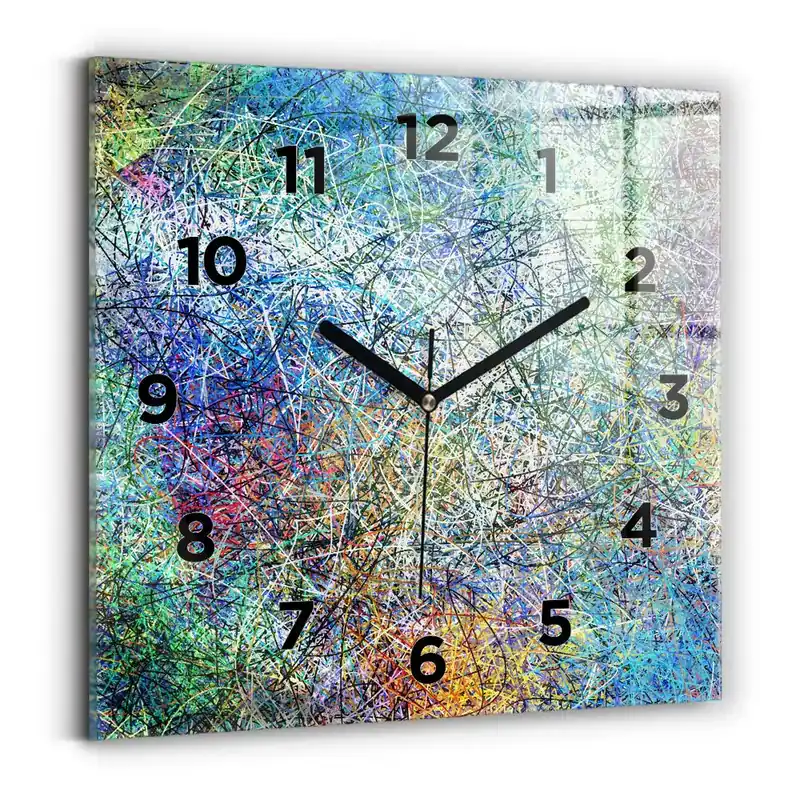 Disponibil imediat Ceas de sticlă pe perete pătrat Abstracția - Emoții
