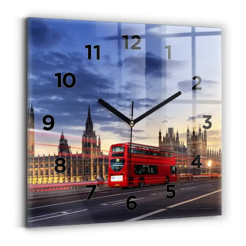 Cumpărături sigure Ceas din sticlă pătrat Autobuzul roșu din Londra