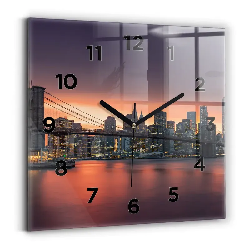 Ceas de sticlă pe perete pătrat East River din New York Retur ușor