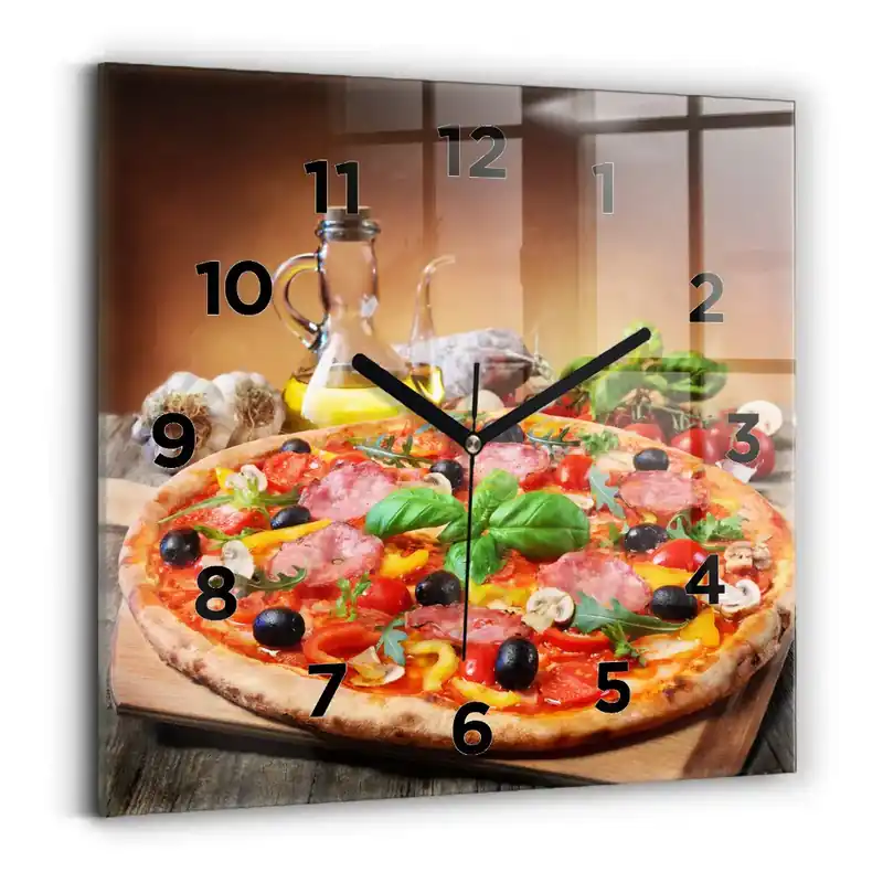 Ceas pătrat de perete din sticlă Inima culinară a Italiei Ultima șansă