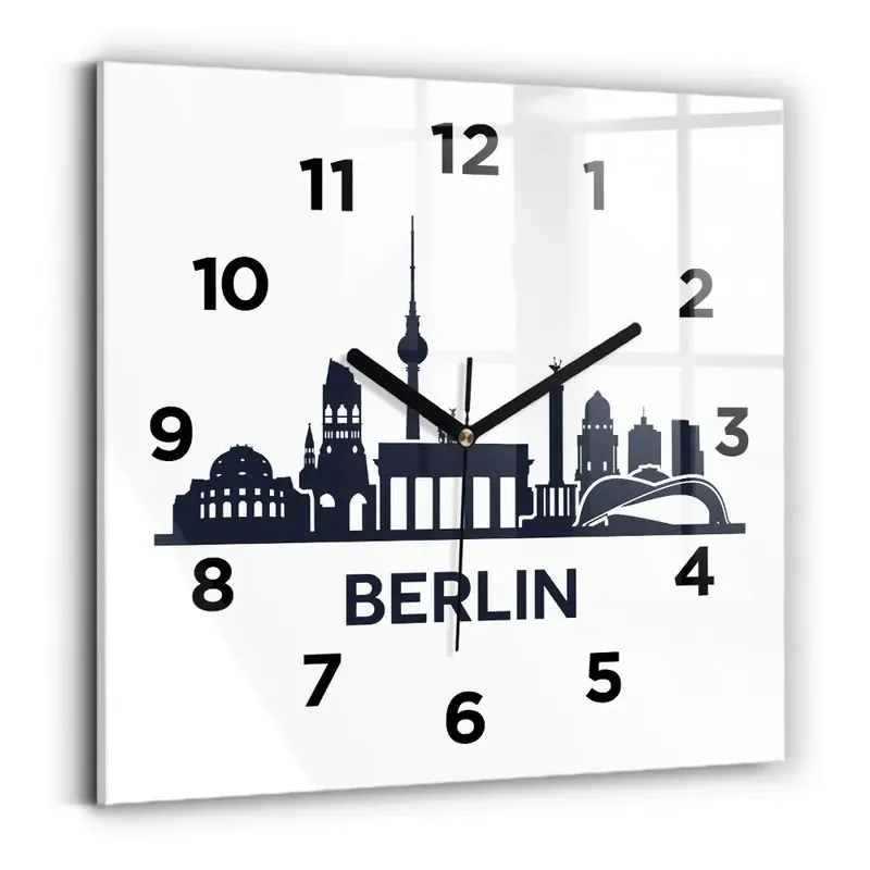 Ceas de sticlă pe perete pătrat Ilustrația orașului Berlin Cel mai bun preț
