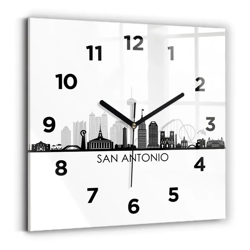 Ceas perete din sticlă pătrat Orașul San Antonio Texas Preț mic