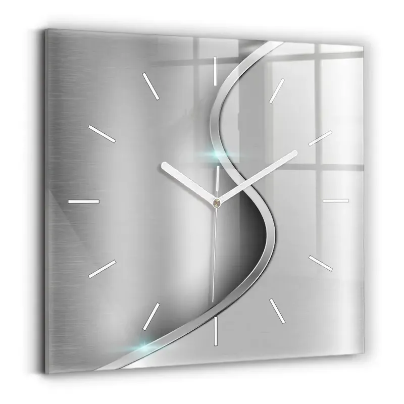 Ofertă limitată Ceas pătrat de perete din sticlă Abstracția metalului gri