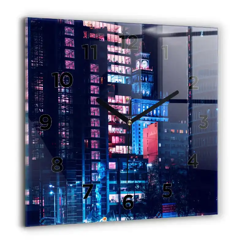 Ceas perete din sticlă pătrat Peisaj abstract Disponibil imediat
