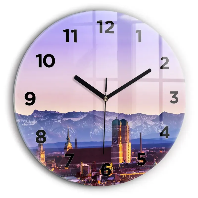 Alpii germani Munchen Ceas perete din sticlă rotund Reducere