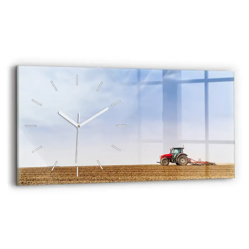 Bestseller Ceas perete din sticlă orizontale Fermier într-un tractor