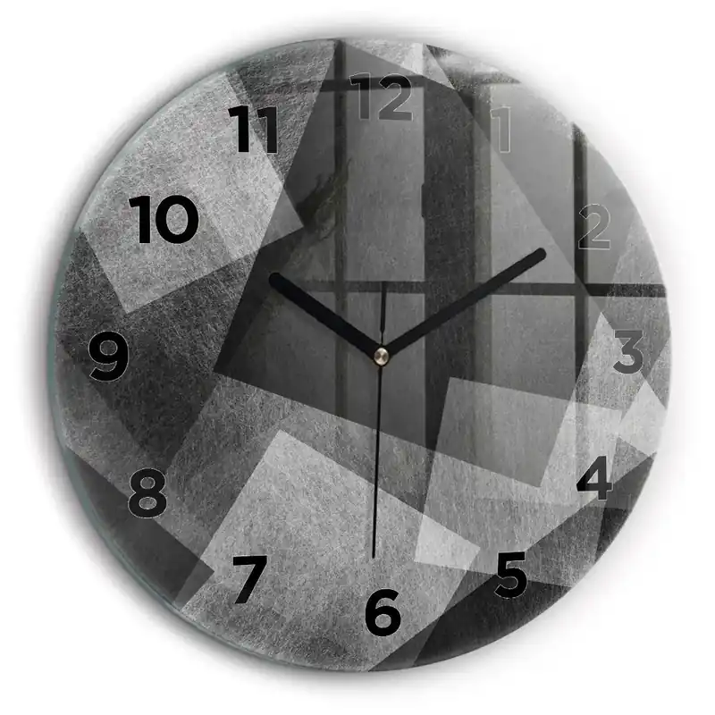 Abstracția geometrică Ceas perete din sticlă rotund Vezi acum