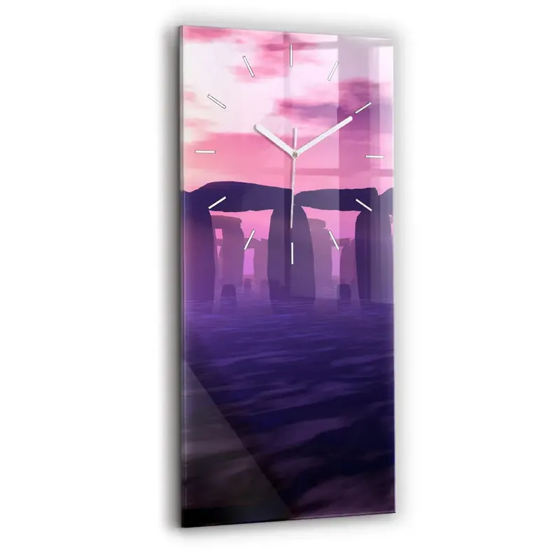 Ceas din sticlă dreptunghiular vertical Apus De Soare La Stonehenge Retur gratuit