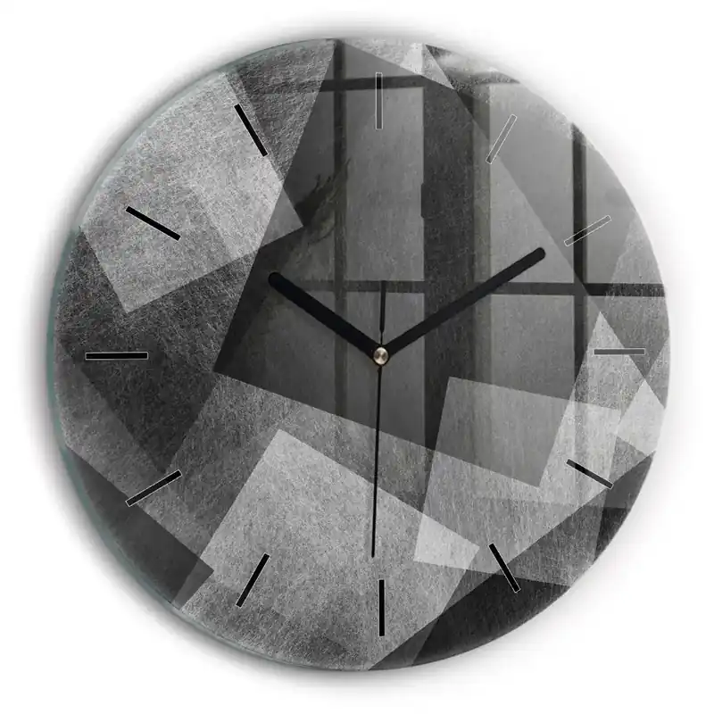 Abstracția geometrică Ceas perete din sticlă rotund Ofertă exclusivă