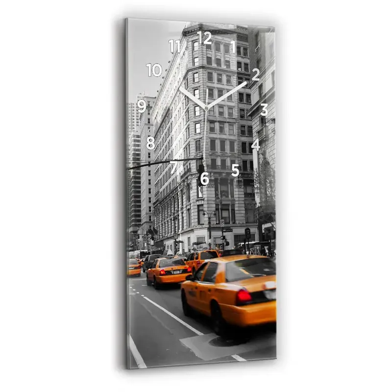 Bestseller Ceas de sticlă pe perete vertical Manhattan Și Taxiuri