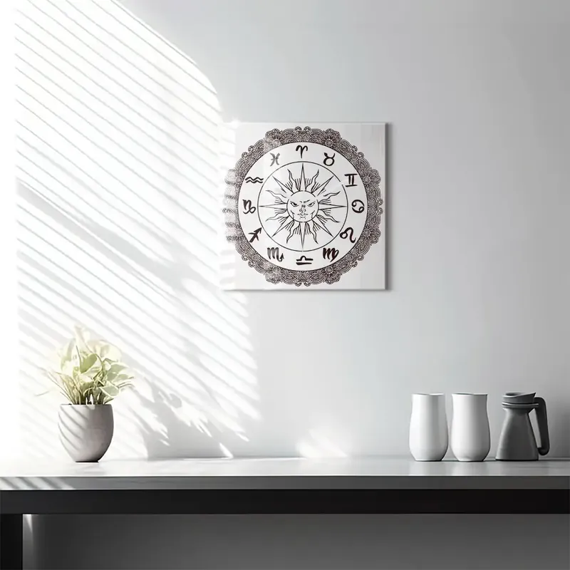 Cel mai vândut Ceas de sticlă pe perete pătrat Semne zodiacale decorative