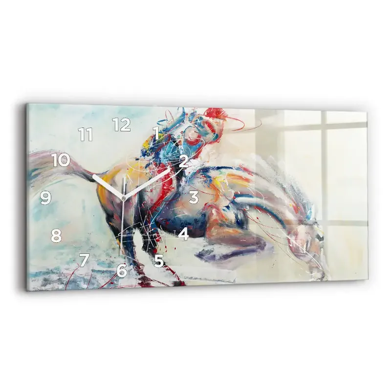 Bestseller Ceas din sticlă orizontale Ilustrație a cailor în galop