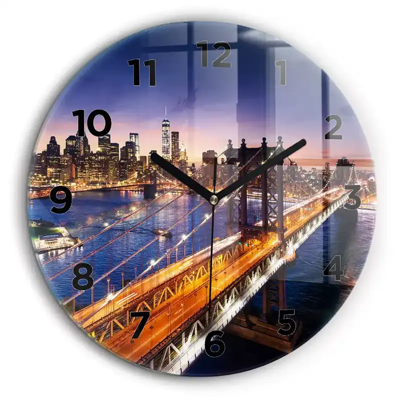 Mai ieftin New York și apusul soarelui Ceas de sticlă pe perete rotund