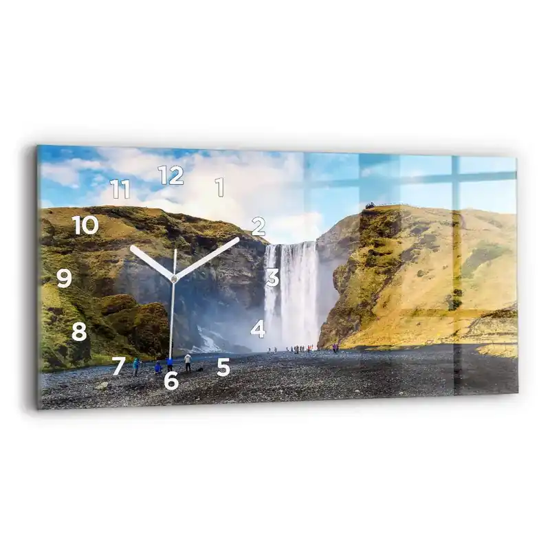 Preț redus Ceas de sticlă pe perete orizontale Cascada în Islanda