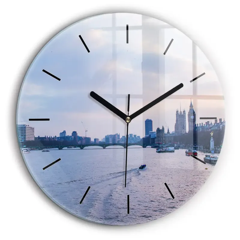 Ceas perete din sticlă rotund Panorama London Eye a orașului Reducere de preț