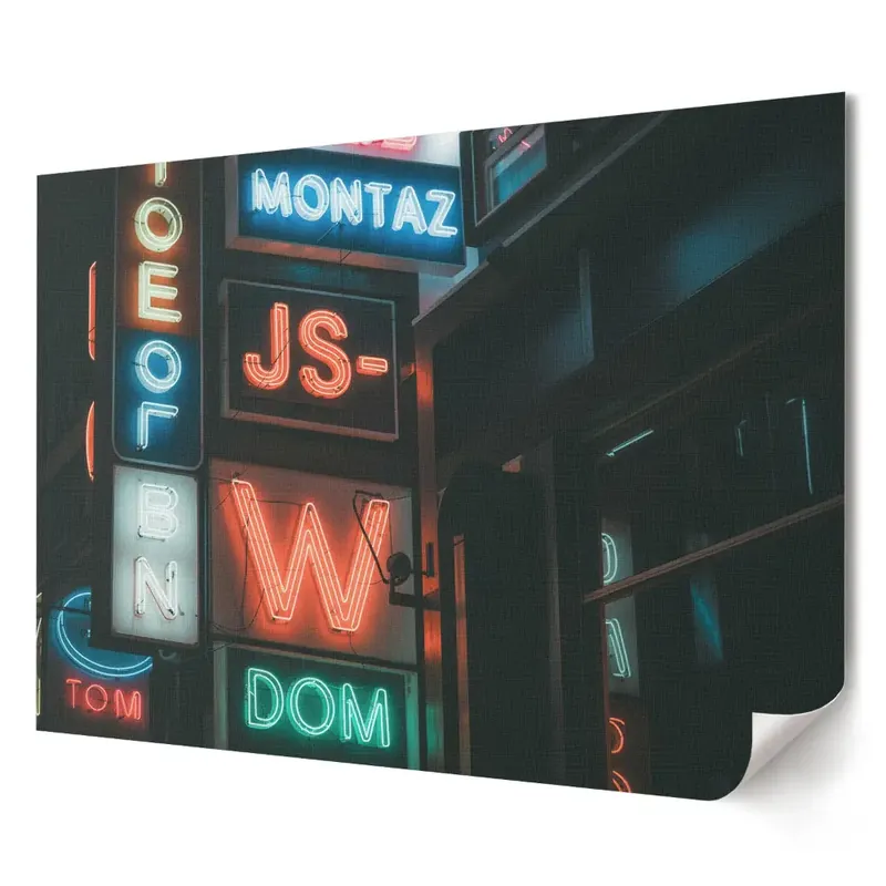 Preț redus Poster decorativ pentru sufragerie cu peisaj urban și semne neon