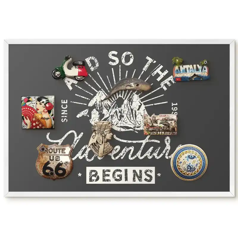 Vezi acum Panou magnetic înrămat cu motiv montan și litere vintage inspiratoare