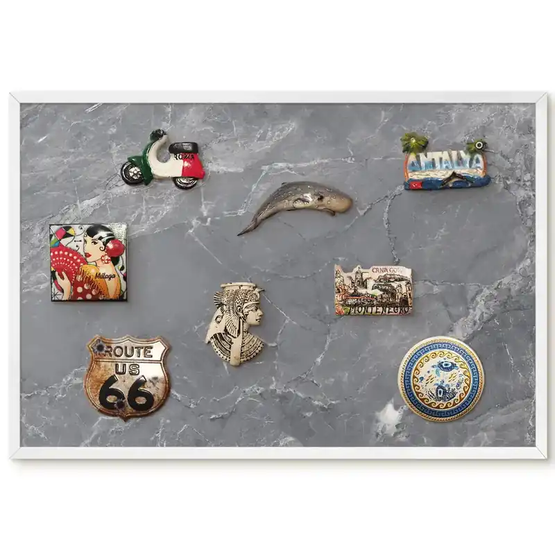 Discount Panou magnetic înrămat cu design din piatră cu vene gri
