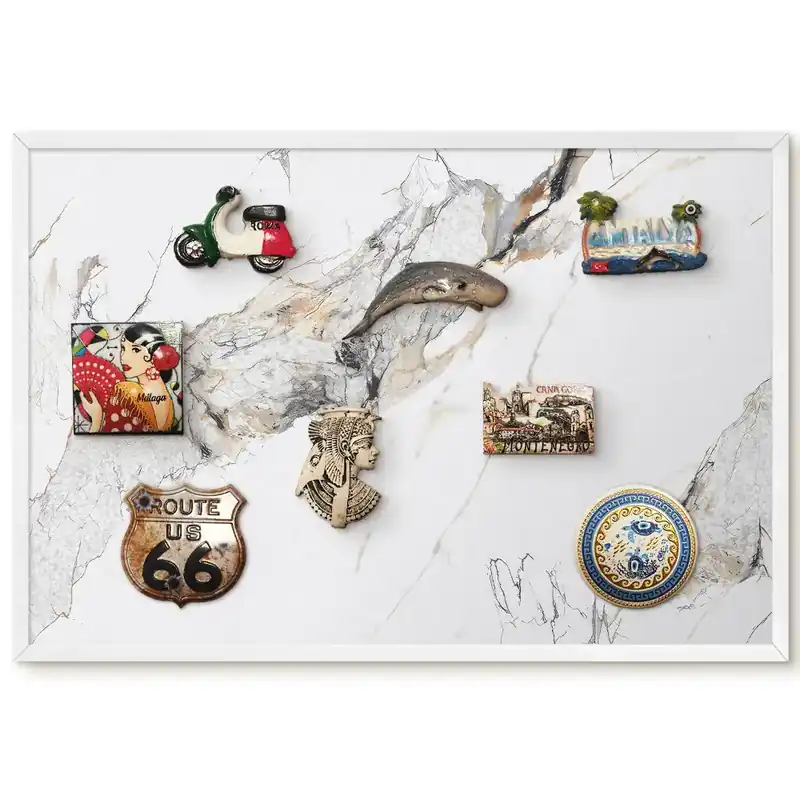 Calitate înaltă Tablă magnetică de perete cu model decorativ în linii delicate pe fundal deschis