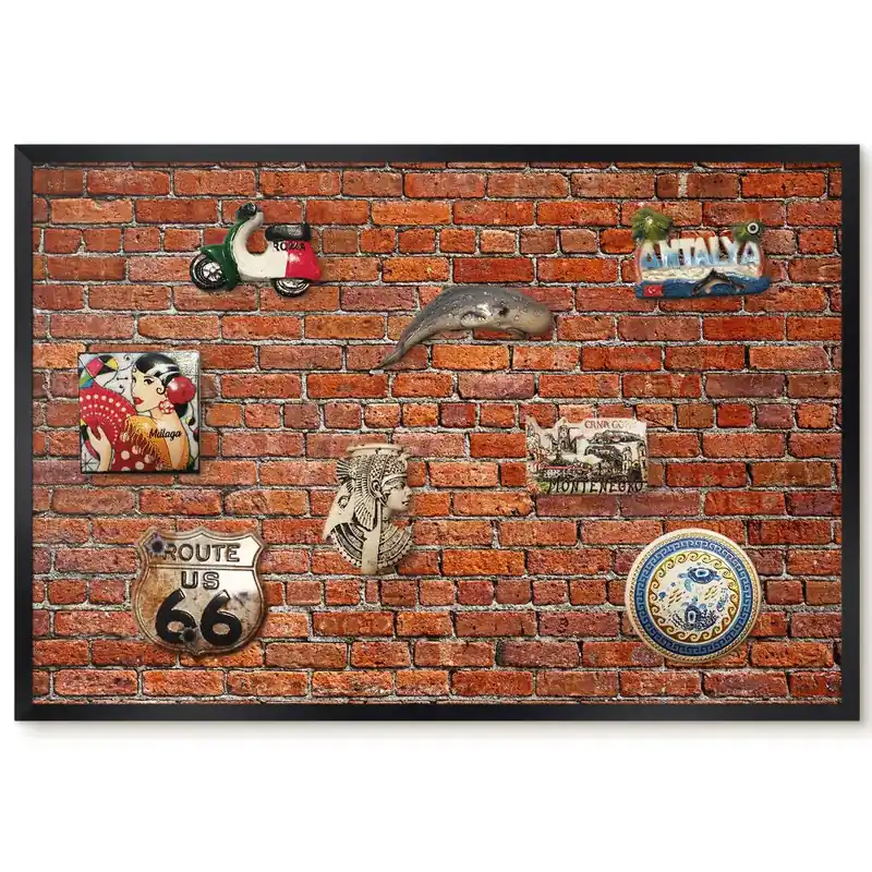 Livrare rapidă Panou magnetic înrămat cu design de zid de cărămidă în stil industrial