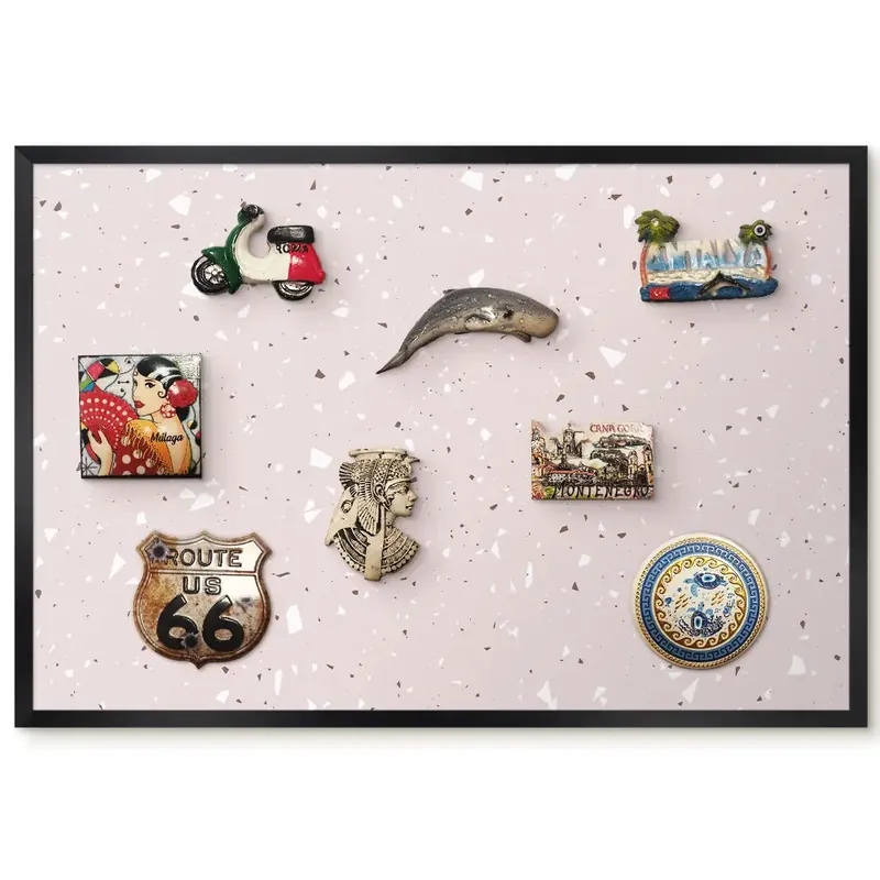 Cumpărături sigure Panou magnetic înrămat cu model terrazzo delicat