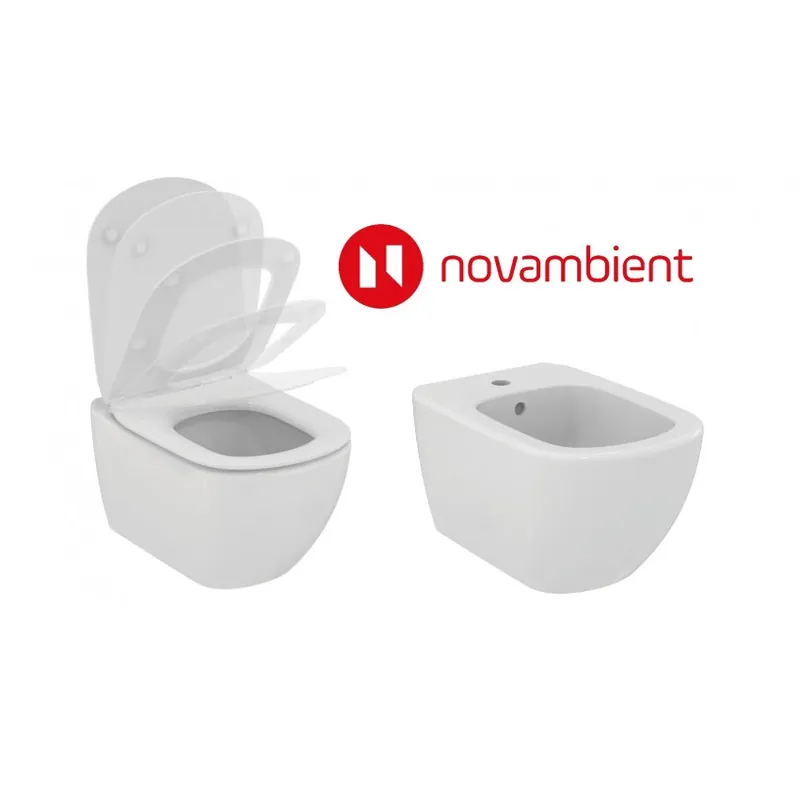 Set vas Wc Ideal Standard Tesi AquaBlade + capac slim Tesi cu inchidere lenta + bideu Tesi Noutate