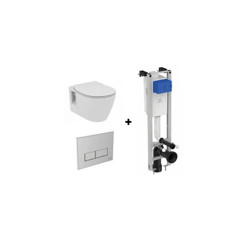 Cel mai bun preț Set vas Wc Ideal Standard Connect suspendat cu functie de bideu+capac soft-close+rezervor incastrat+clapeta Oleas M2 dual-flush