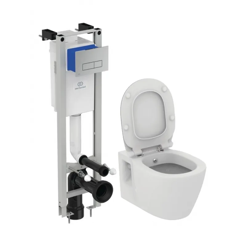 Set vas Wc Ideal Standard Connect functie bideu + capac soft-close + rezervor incastrat Prosys Eco Frame+clapeta Oleas M2 crom Chilipir