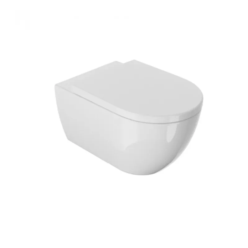 Ofertă de sezon Set vas wc Sanycces Arc suspendat cu capac cu inchidere lenta, alb lucios