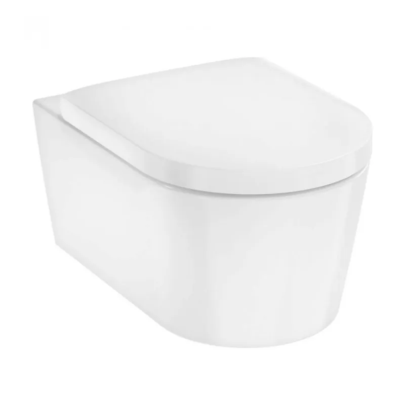 Set vas wc suspendat Hansgrohe EluPura S AquaFall Flush si capac softclose alb Calitate înaltă