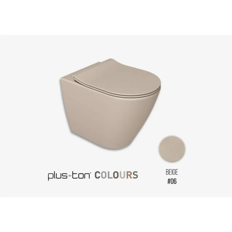 Reduceri Vas WC suspendat Althea Rimless Cover Plus+ton, beige + capac slim soft-close si set de fixare