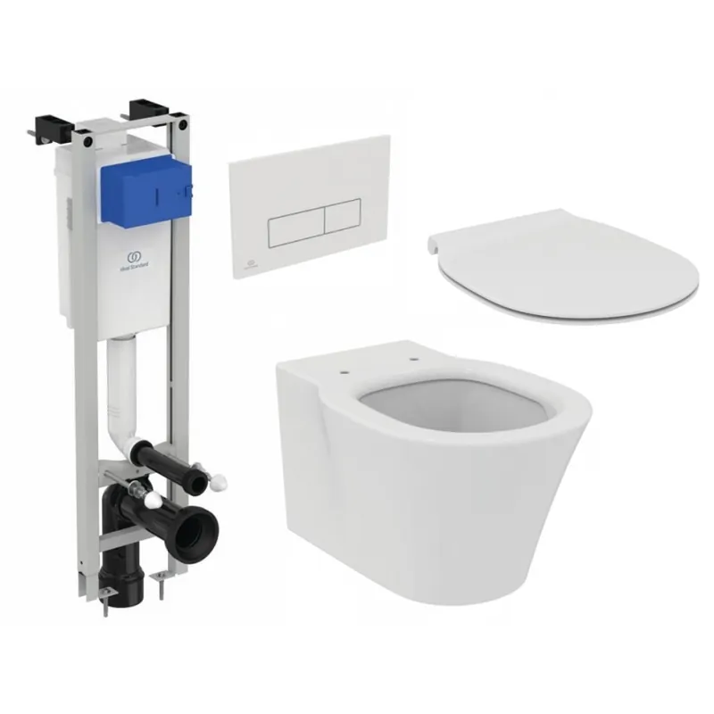 Vezi acum Set vas Wc Ideal Standard Connect Air + capac + rezervor incastrat Prosys Eco Frame + clapeta Oleas M2 crom