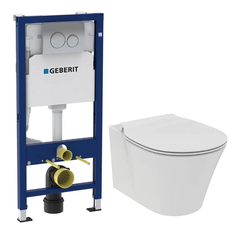Set vas Wc Ideal Standard Connect Air suspendat cu capac + rezervor incastrat cu clapeta Geberit Duofix Delta Reducere de preț