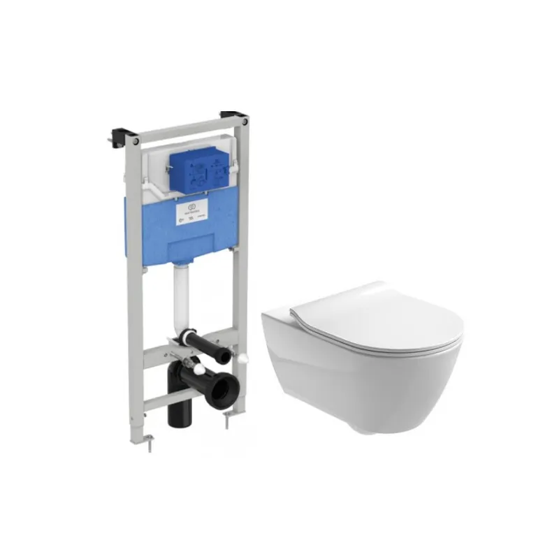 Set vas wc Gala Emma Rounded suspendat rimeless cu capac si rezervor Prosys 120 incastrat Ofertă exclusivă