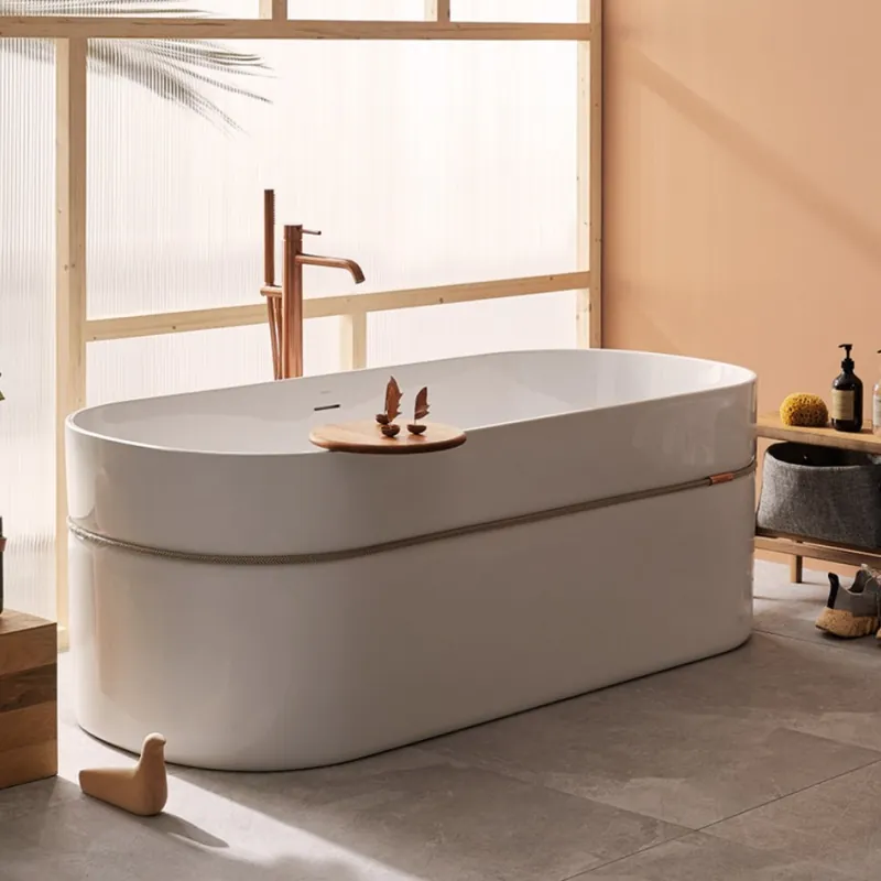 Cada freestanding Sanycces Tempo alb lucios cu franghie, 170x75 cm Reducere
