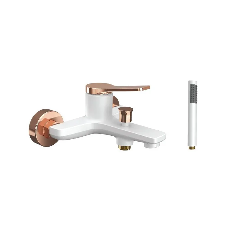 Cumpărături sigure Baterie cada cu para de dus Karag Andare, alb-rose gold