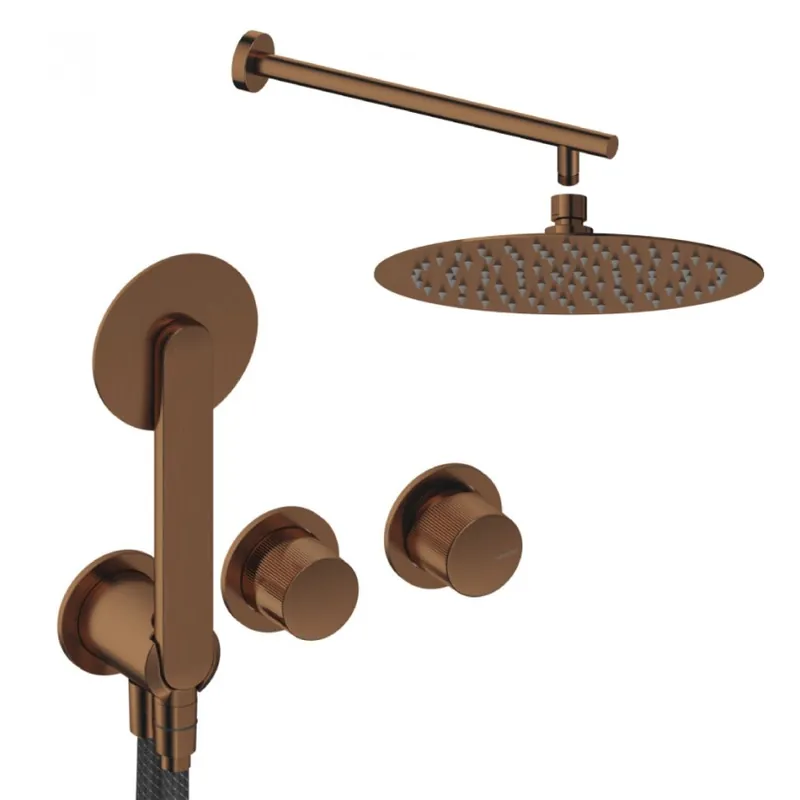 Sistem de dus incastrat Sanycces Dedal plisat cu 2 cai, rose gold Ofertă limitată